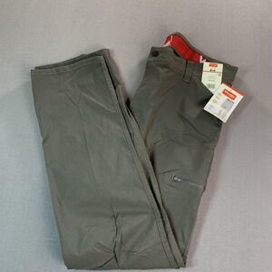 NEW Wrangler Hiking Pants Mens 38x32 Gray Straight Fit Nylon Stretch Zip Pockets